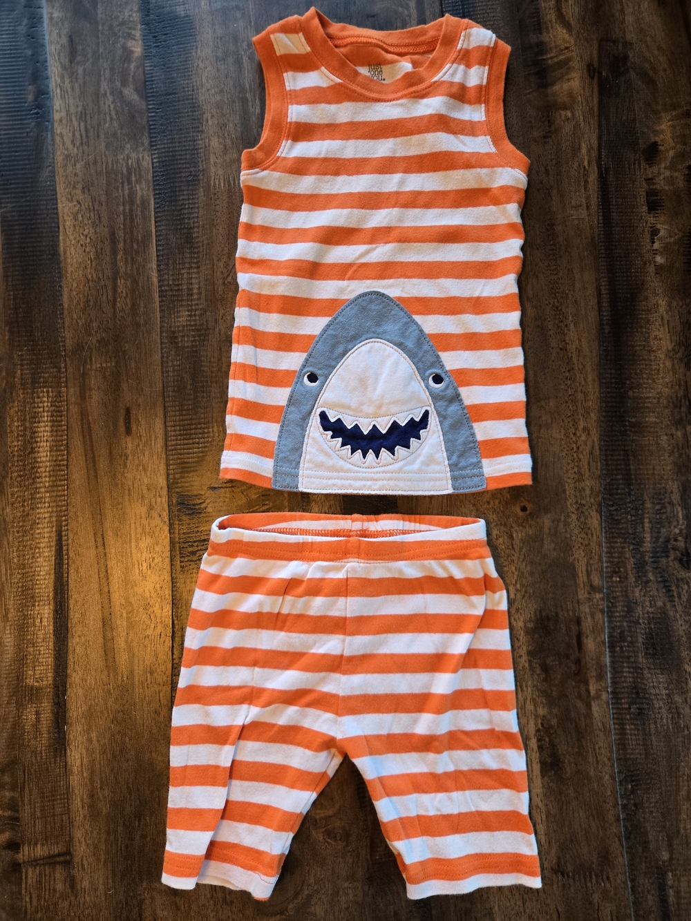 Just One You Baby Shark Outfit Orange White Stripes